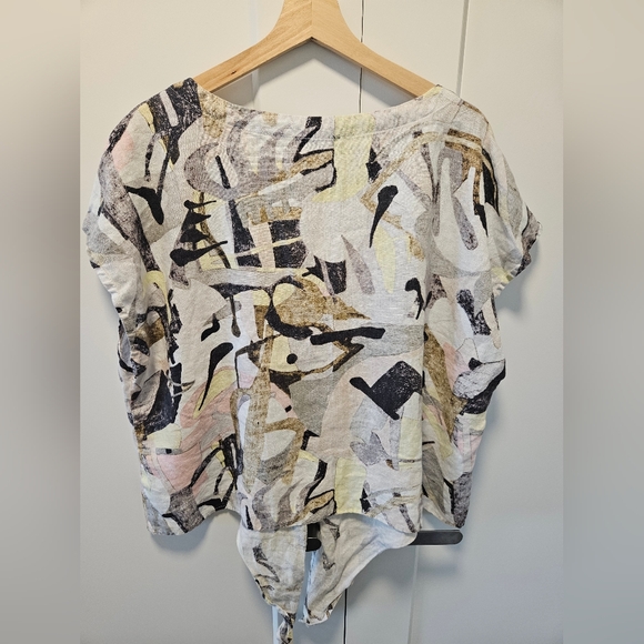 Charlie B Abstract Print Linen Top Size 2X - Picture 3 of 7